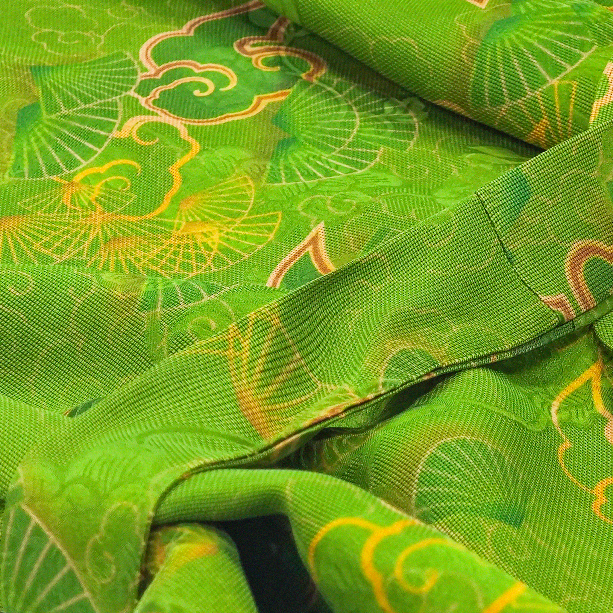 Moss Green Pine & Auspicious Cloud Gambiered Canton Silk Dress - 「苔綠雲松」香雲紗長裙
