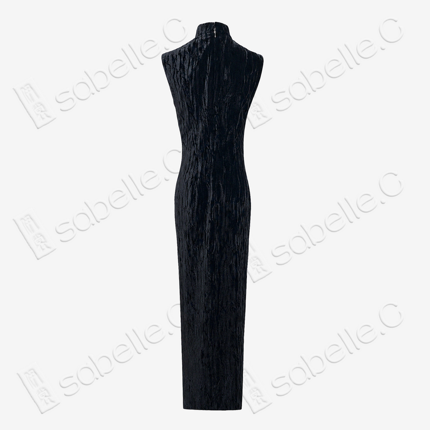 Velvet Beaded Long Qipao - 絲絨釘珠長旗袍