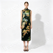 Ink Emerald Dragon & Phoenix Vintage Silk Satin Qipao - 墨翠龍鳳呈祥真絲老緞旗袍