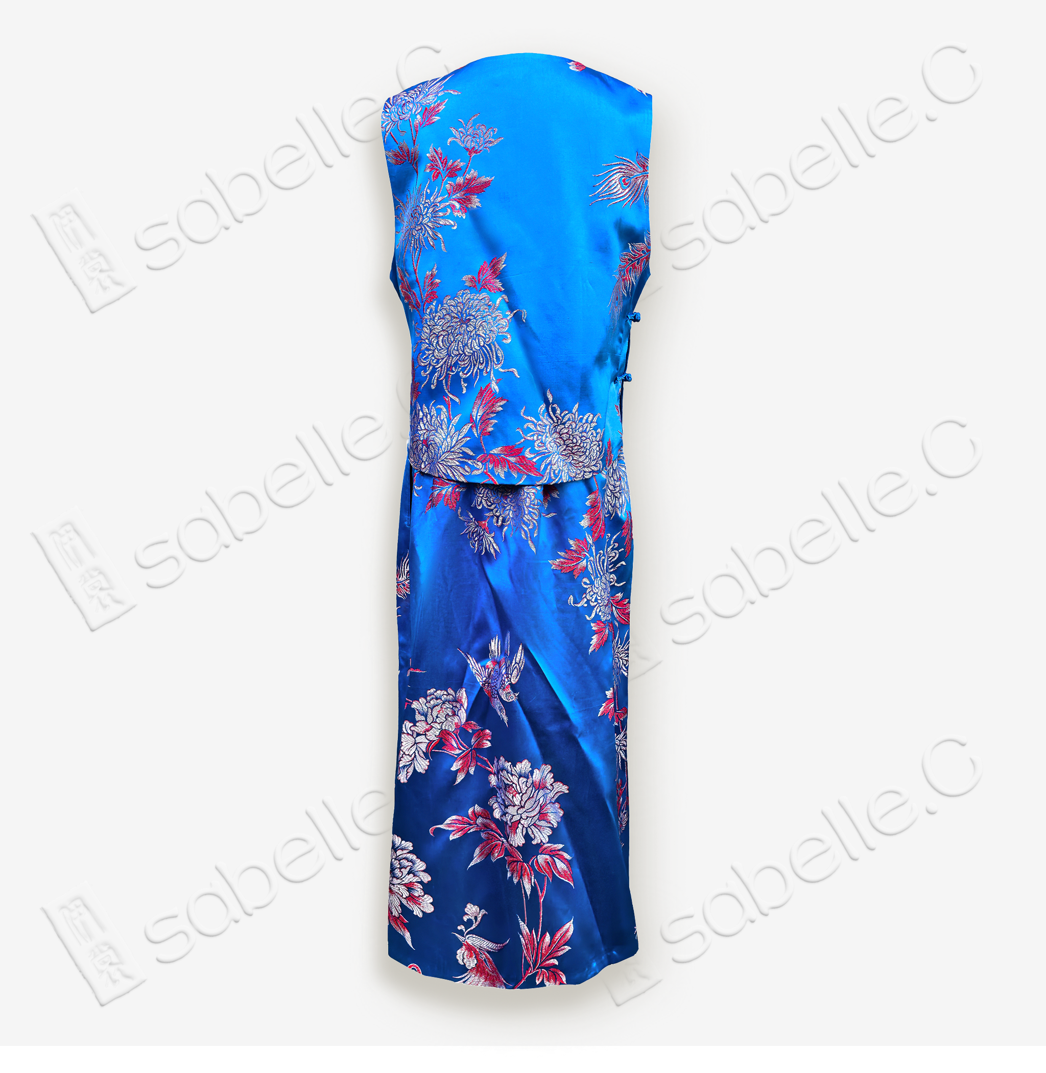 Peony Embroidered Silk Set