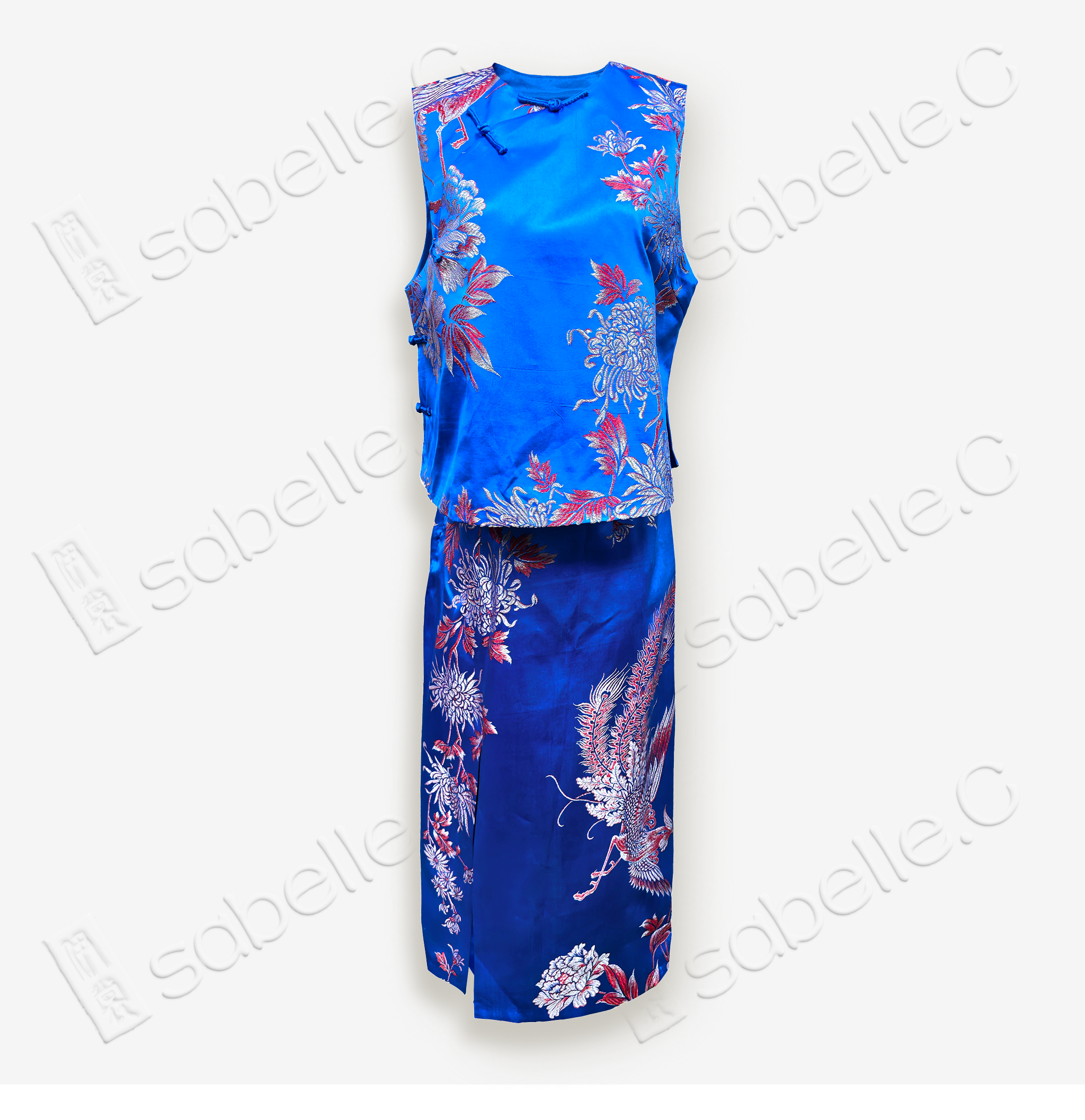 Peony Embroidered Silk Set