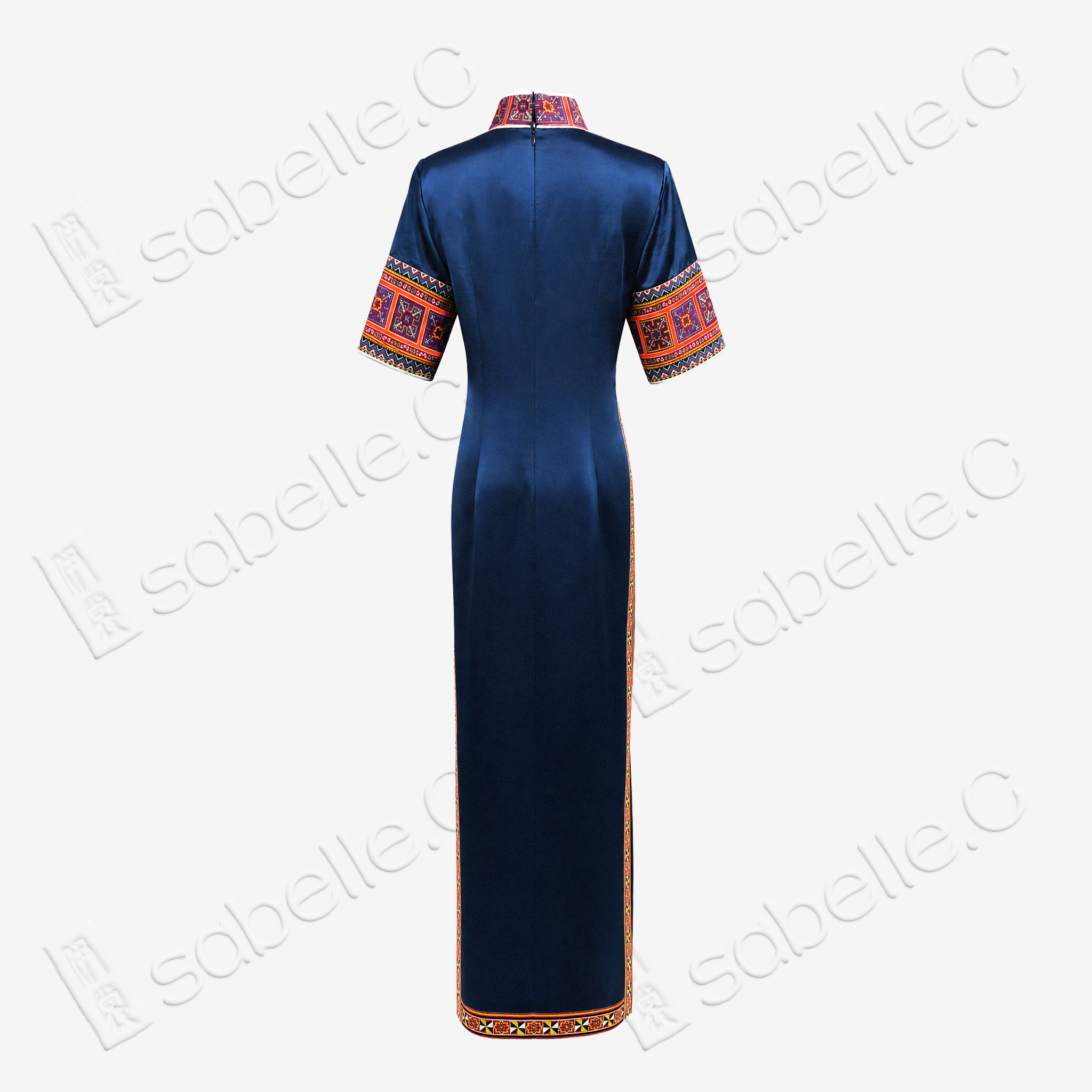Miao Border Pattern Silk Long Qipao - 苗疆紋真絲長旗袍