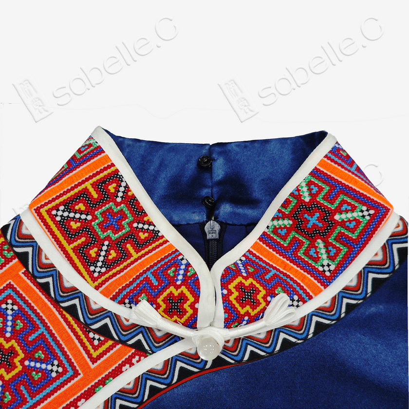 Miao Border Pattern Silk Long Qipao - 苗疆紋真絲長旗袍
