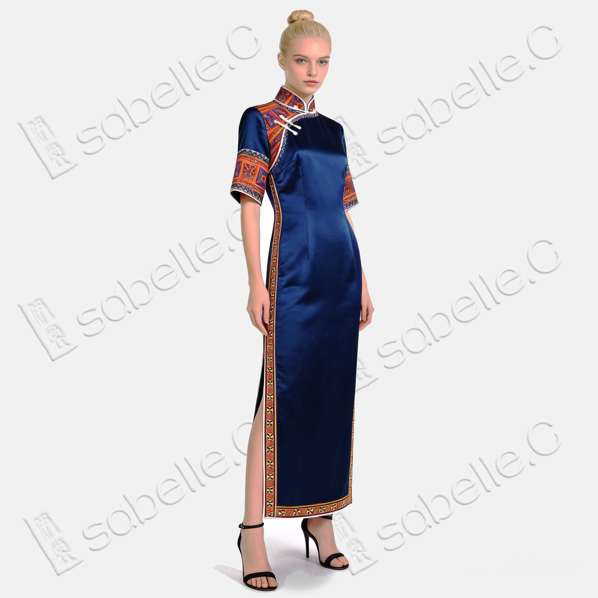 Miao Border Pattern Silk Long Qipao - 苗疆紋真絲長旗袍