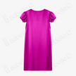 Fuchsia Red Twisted Floral Vine Puff Sleeve Embroidered Silk Dress - 「緋紅纏枝」泡泡袖真絲刺繡長裙