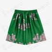 Emerald Pink Peacock Vintage Silk Skort - 墨綠孔雀紋古董真絲老緞裙褲