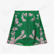Emerald Pink Peacock Vintage Silk Skort - 墨綠孔雀紋古董真絲老緞裙褲