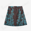 Agarwood Jade Peony Vintage Silk Skort - 深棕牡丹紋古董真絲老緞裙褲