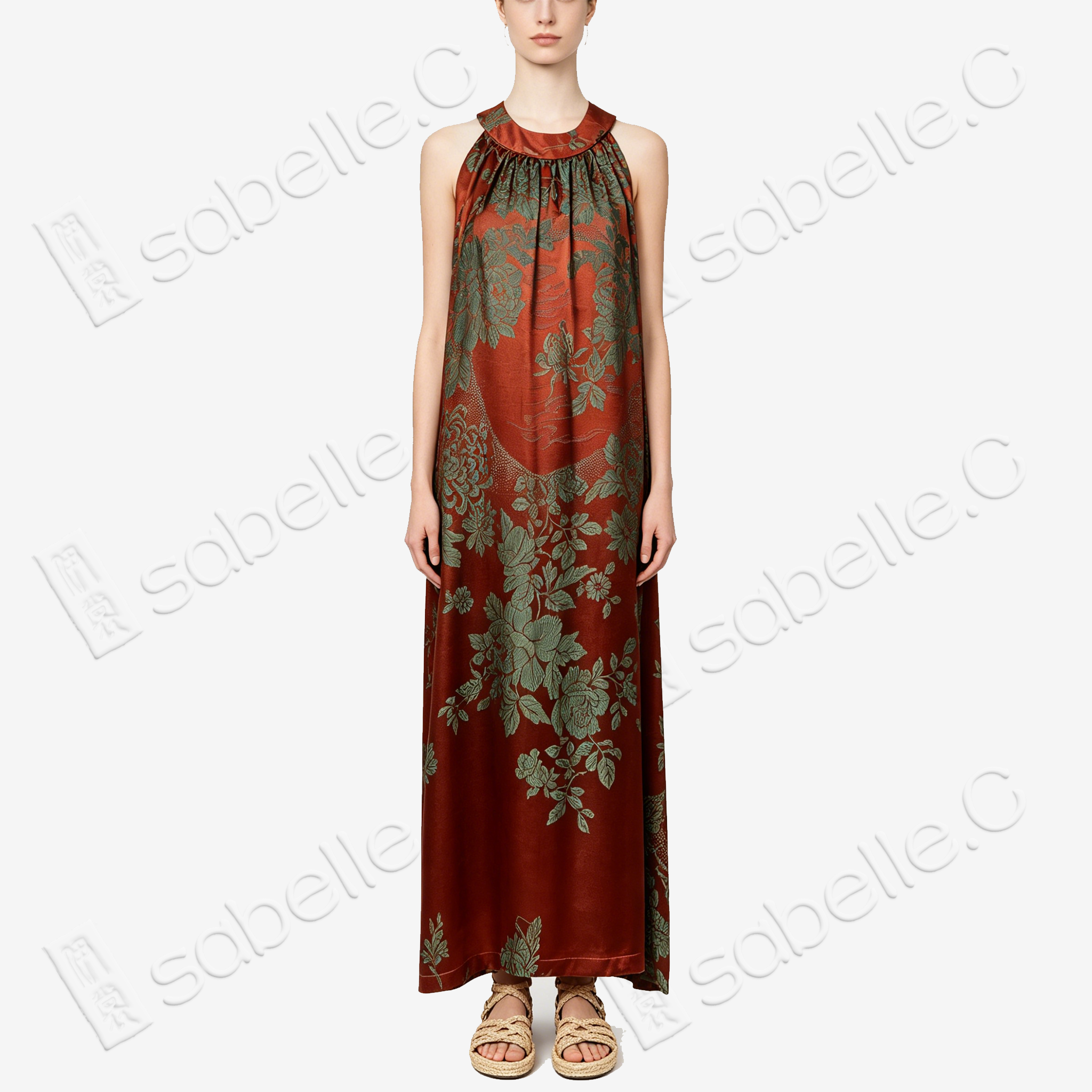 Heritage Silk Halter Dress Series - 「古韵」古董真絲老緞掛脖裙