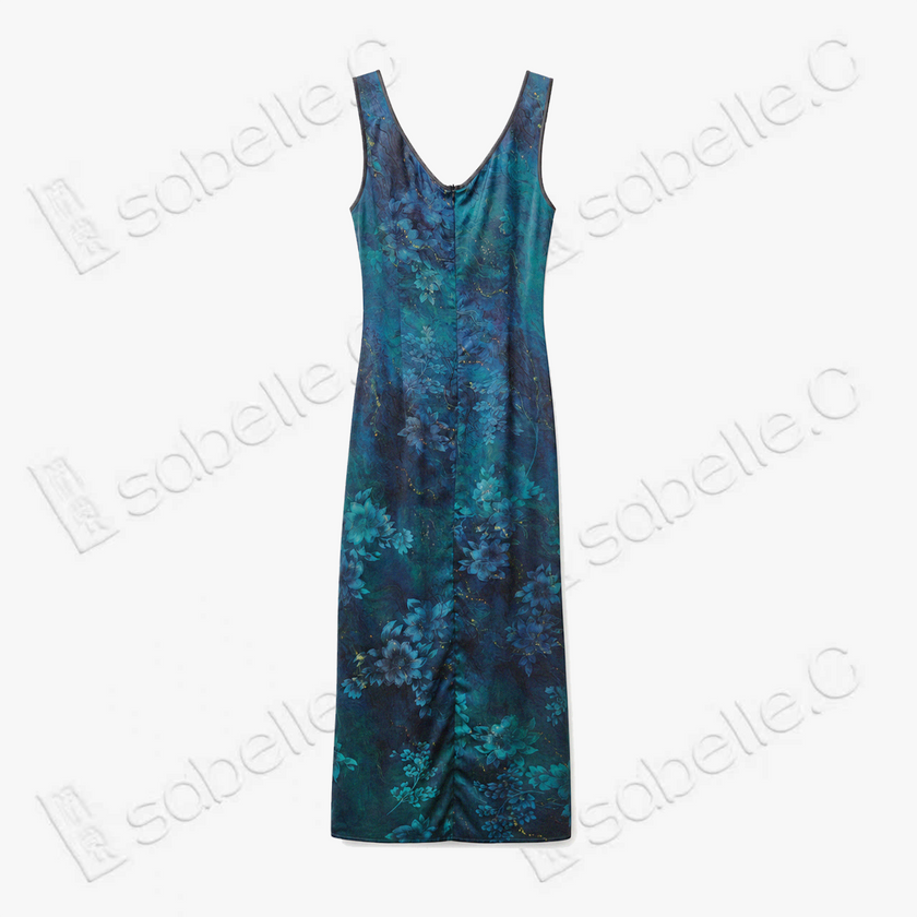 Emerald Pond Misty Lotus Gambiered Canton Silk Dress - 「碧潭煙荷」香雲紗長裙