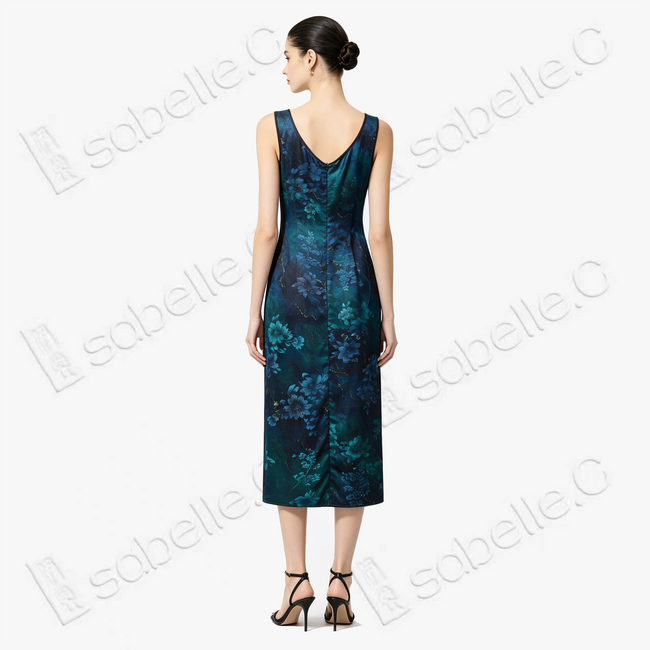 Emerald Pond Misty Lotus Gambiered Canton Silk Dress - 「碧潭煙荷」香雲紗長裙