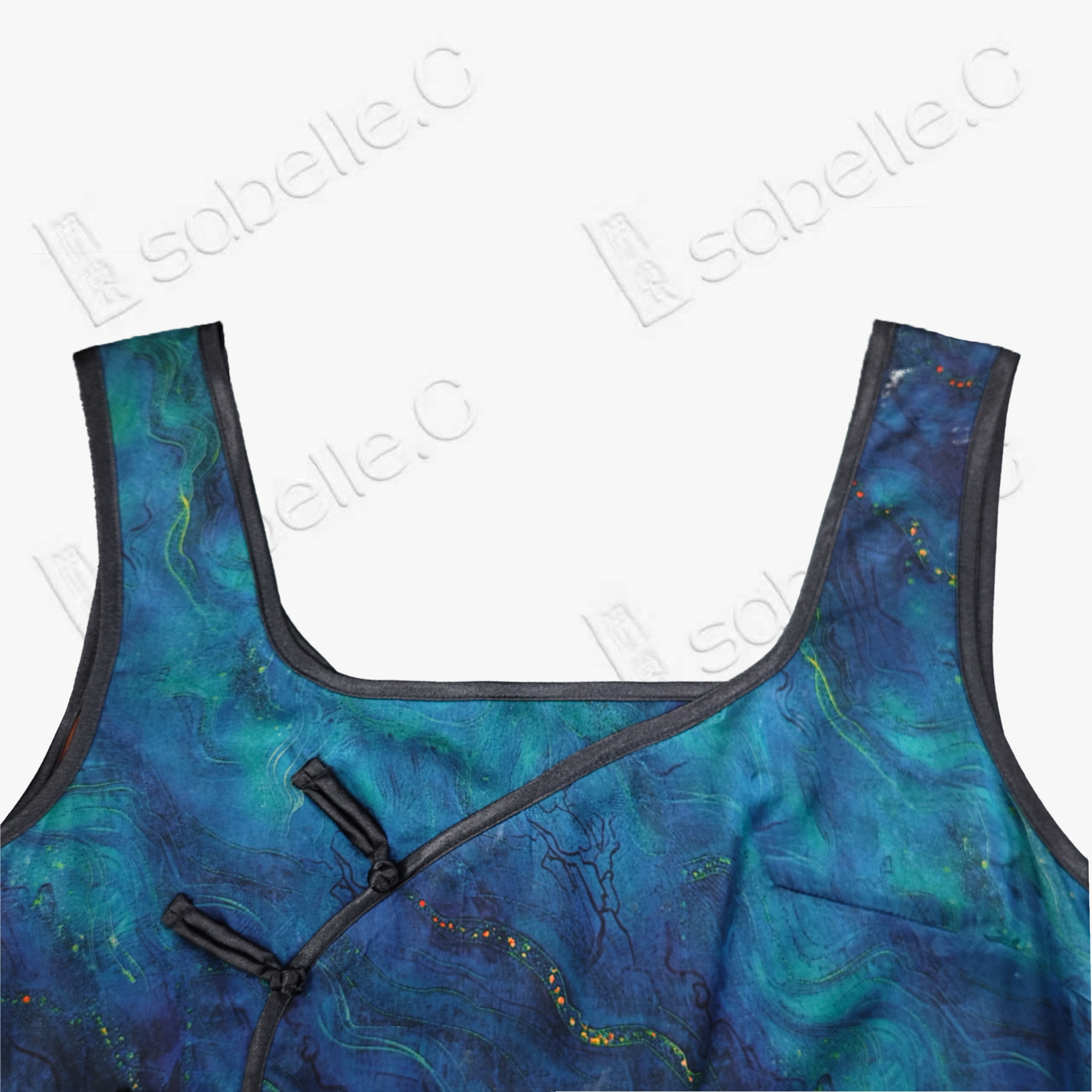 Emerald Pond Misty Lotus Gambiered Canton Silk Dress - 「碧潭煙荷」香雲紗長裙