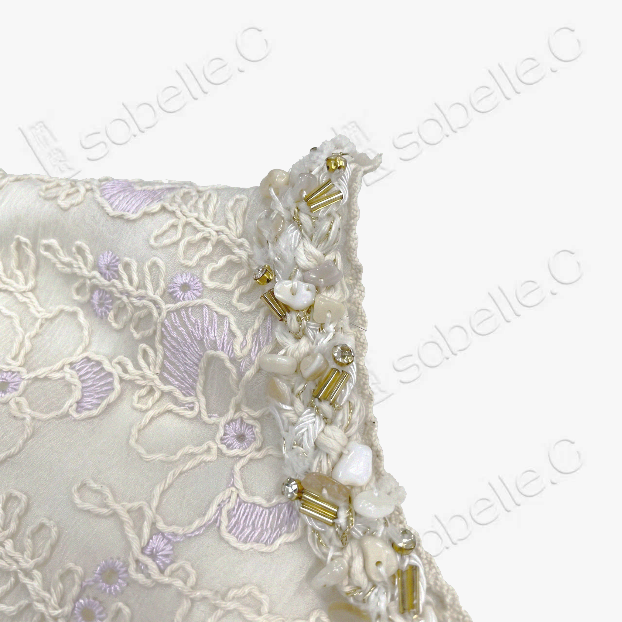 Ivory Beaded Floral Lace Shift Dress - 月白釘珠蕾絲裙