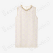 Ivory Beaded Floral Lace Shift Dress - 月白釘珠蕾絲裙