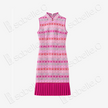 Peach Sunset Floral Brocade Pleated Hem Sleeveless Qipao - 桃霞寶相織錦百褶無袖旗袍