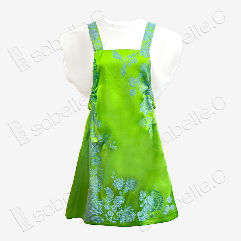 Chinese Style Floral Print Overall Dress
