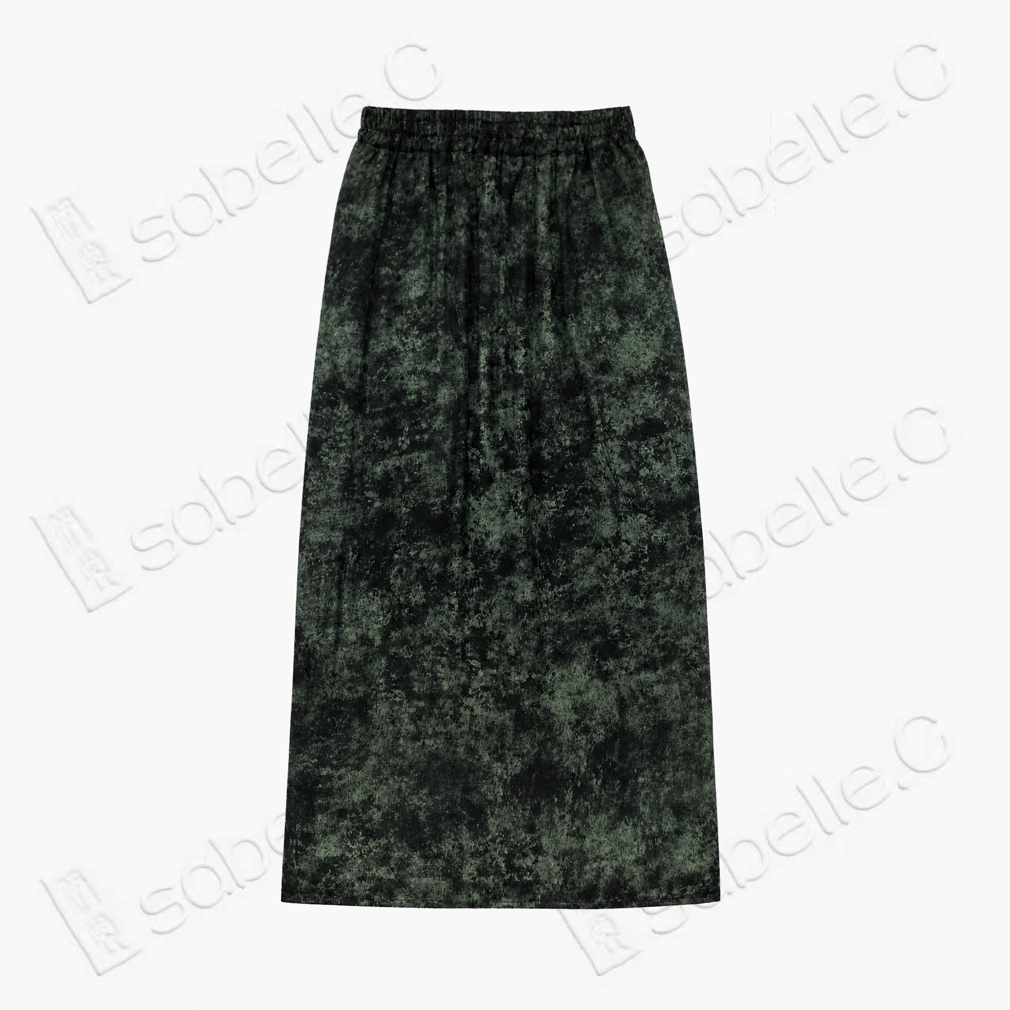 Misty Moss Ink Wash Gambiered Canton Silk Maxi Skirt - 「苔嵐墨暈」香雲紗長裙