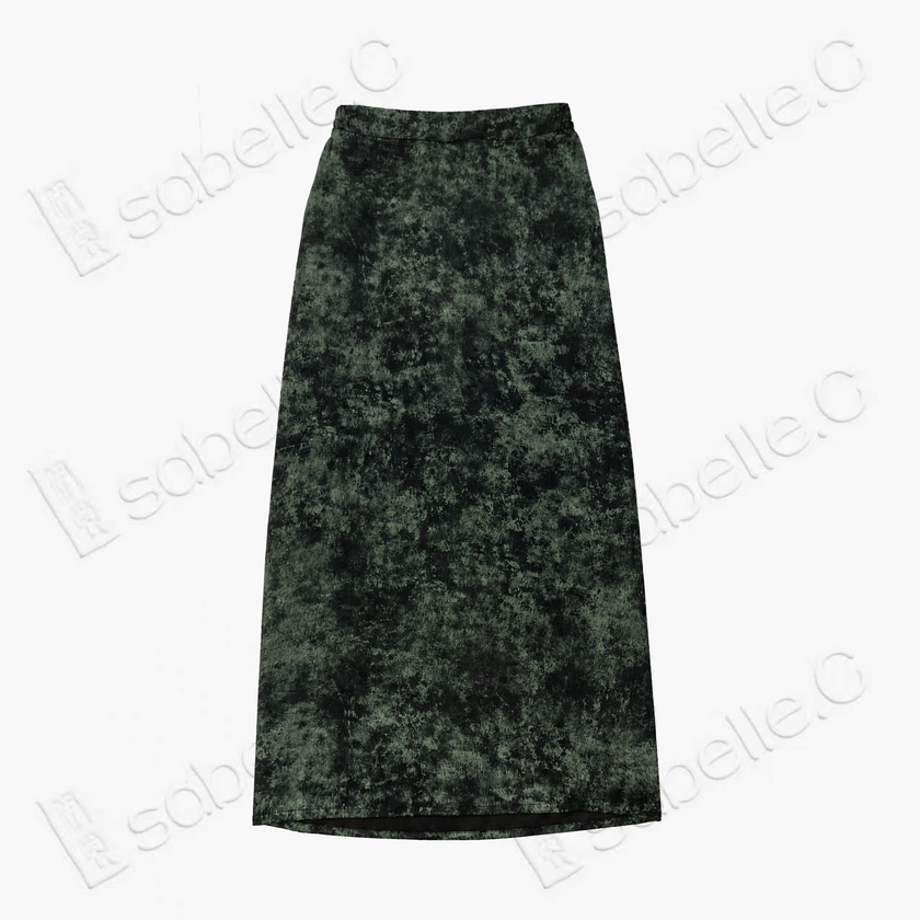 Misty Moss Ink Wash Gambiered Canton Silk Maxi Skirt - 「苔嵐墨暈」香雲紗長裙
