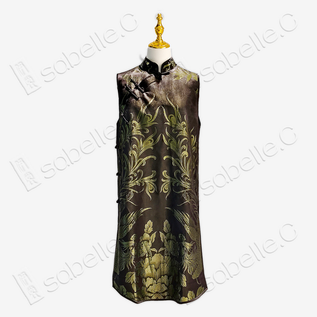 Vintage Brocade Silk Sleeveless Qipao Dress