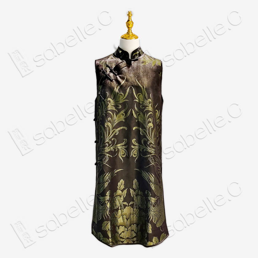 Vintage Brocade Silk Sleeveless Qipao Dress