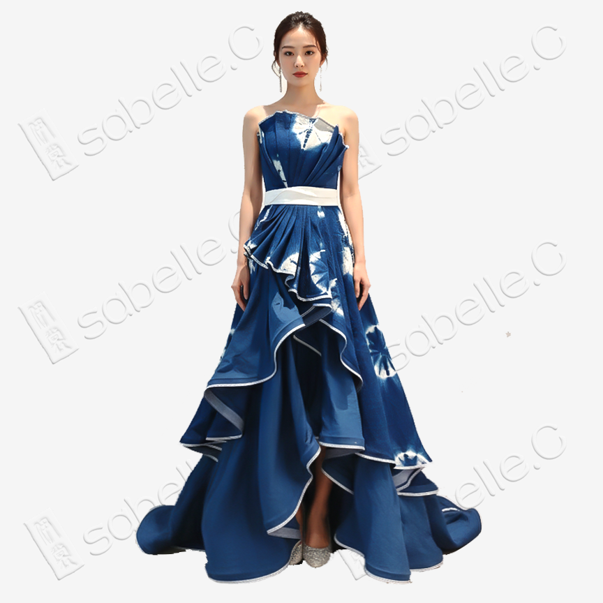 Tie-Dye Gradient Evening Maxi Dress