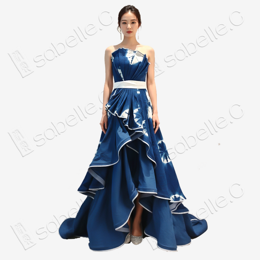 Tie-Dye Gradient Evening Maxi Dress