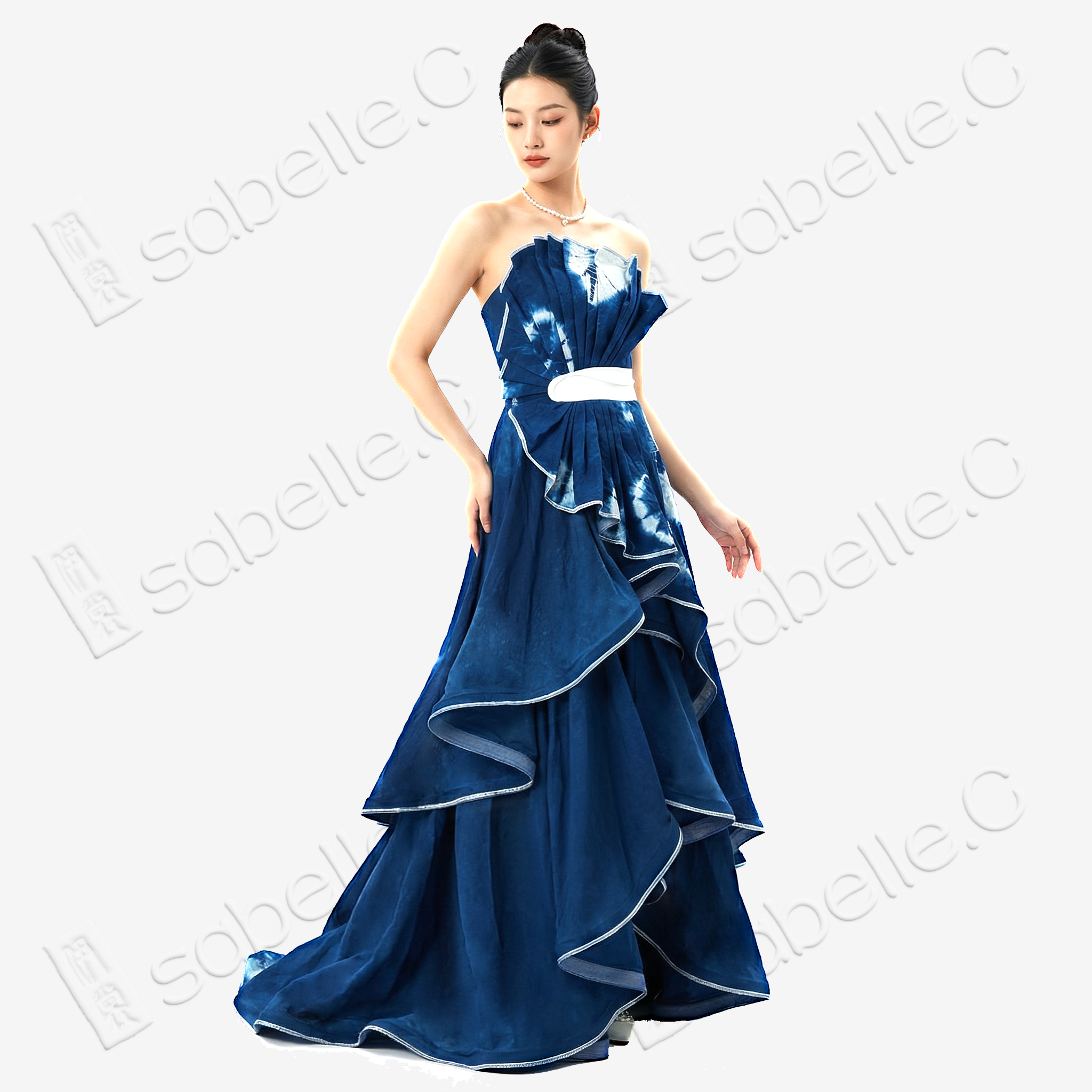 Tie-Dye Gradient Evening Maxi Dress