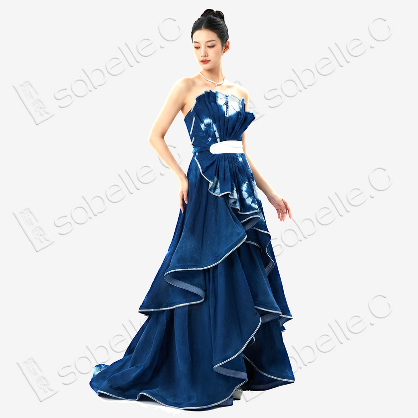 Tie-Dye Gradient Evening Maxi Dress