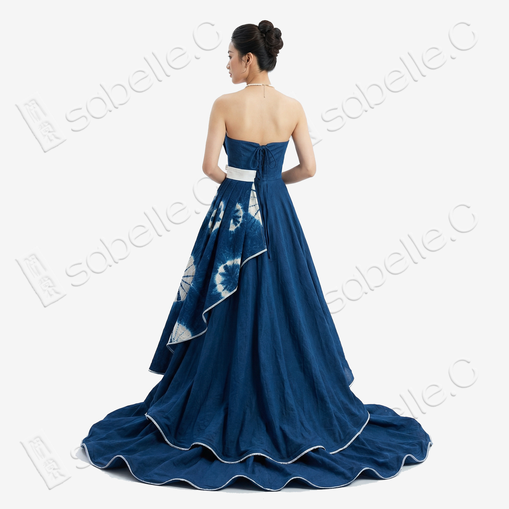 Tie-Dye Gradient Evening Maxi Dress