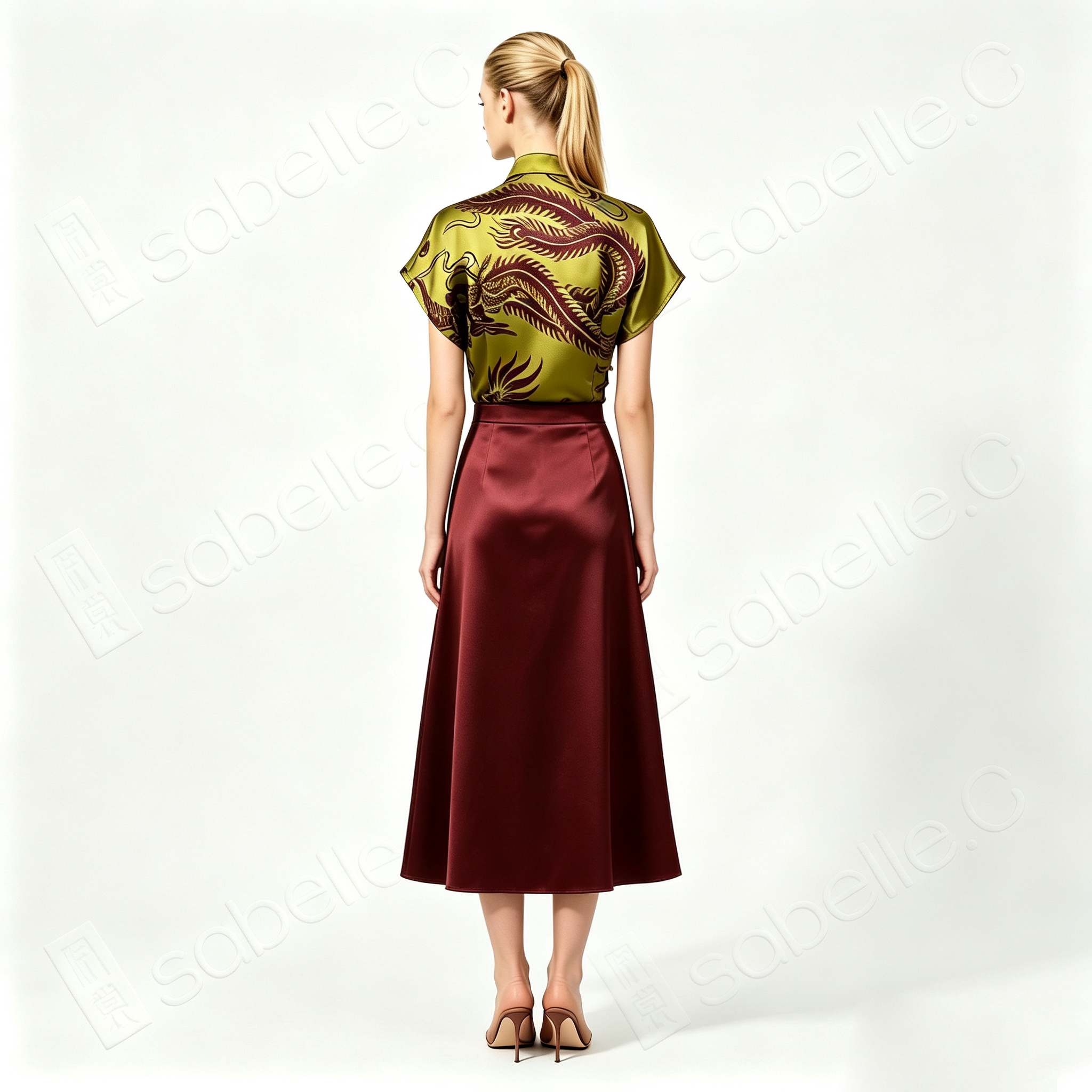 Jade Phoenix Crimson Banquet Silk Co-Ord Set - 「碧鳳絳筵」真絲套裝