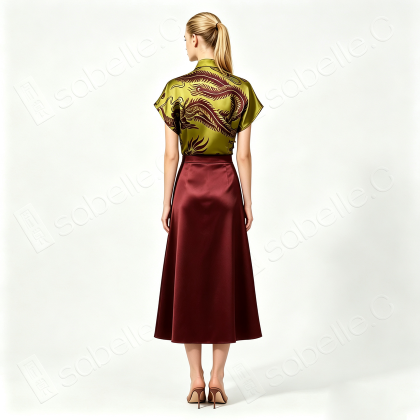 Jade Phoenix Crimson Banquet Silk Co-Ord Set - 「碧鳳絳筵」真絲套裝