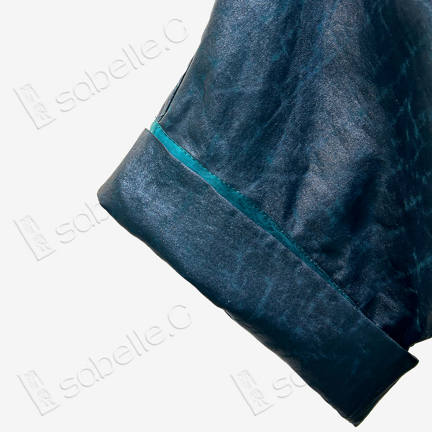 Reversible Turtle Crack Gambiered Canton Silk V-Neck Maxi Dress