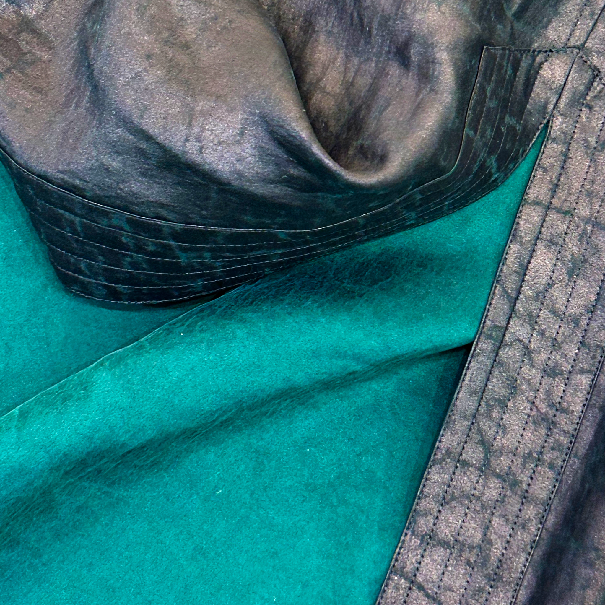 Reversible Turtle Crack Gambiered Canton Silk V-Neck Maxi Dress