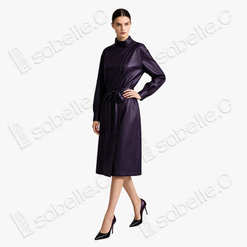 Leather-like Gambiered Canton Silk Dress - 皮子料香雲紗長裙