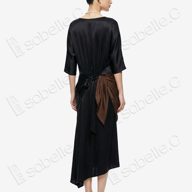 Gambiered Canton Silk Designer Maxi Dress