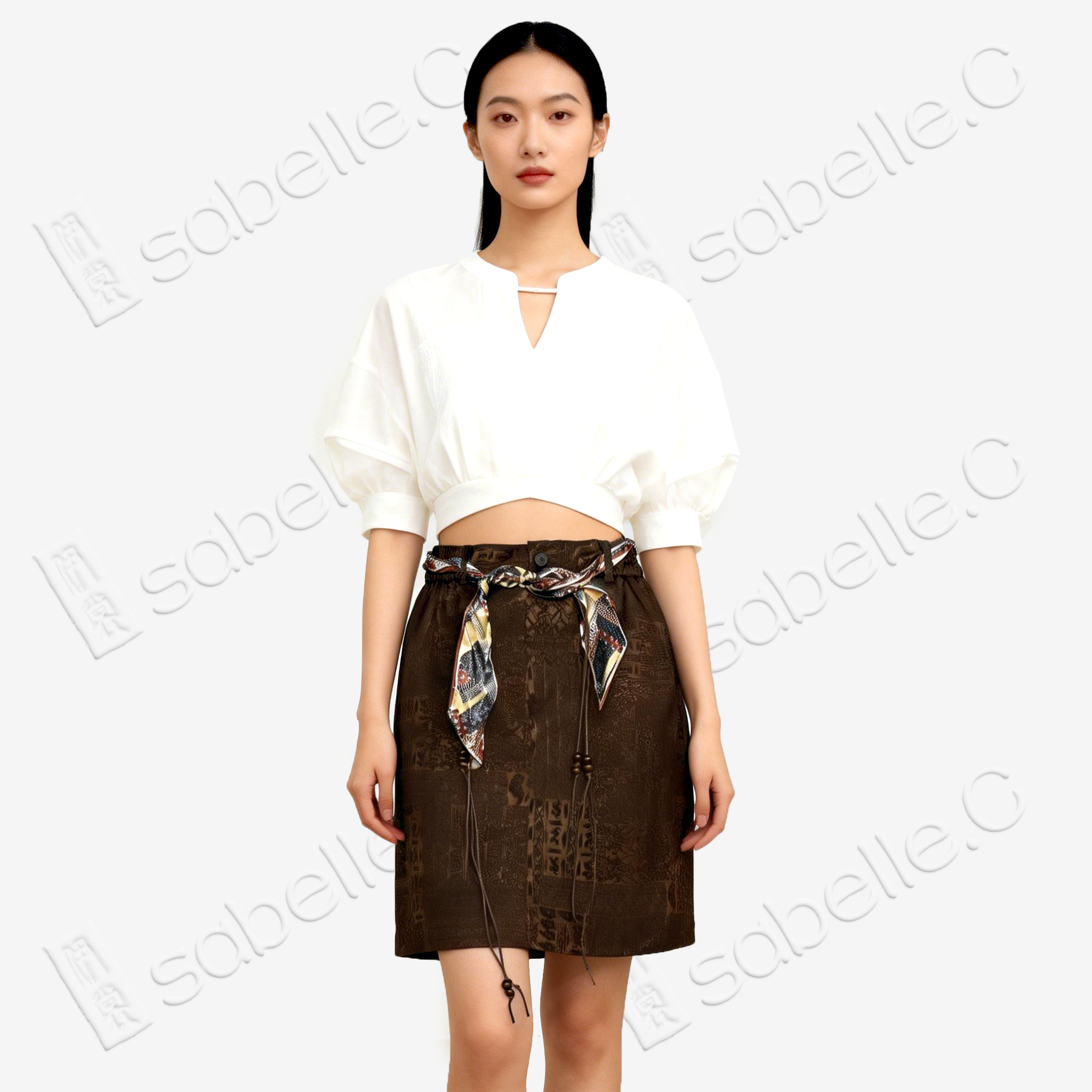 Gambiered Canton Silk Mini Skirt