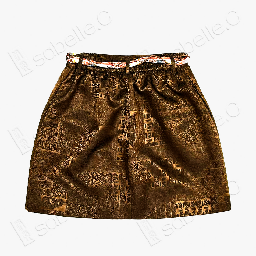 Gambiered Canton Silk Mini Skirt