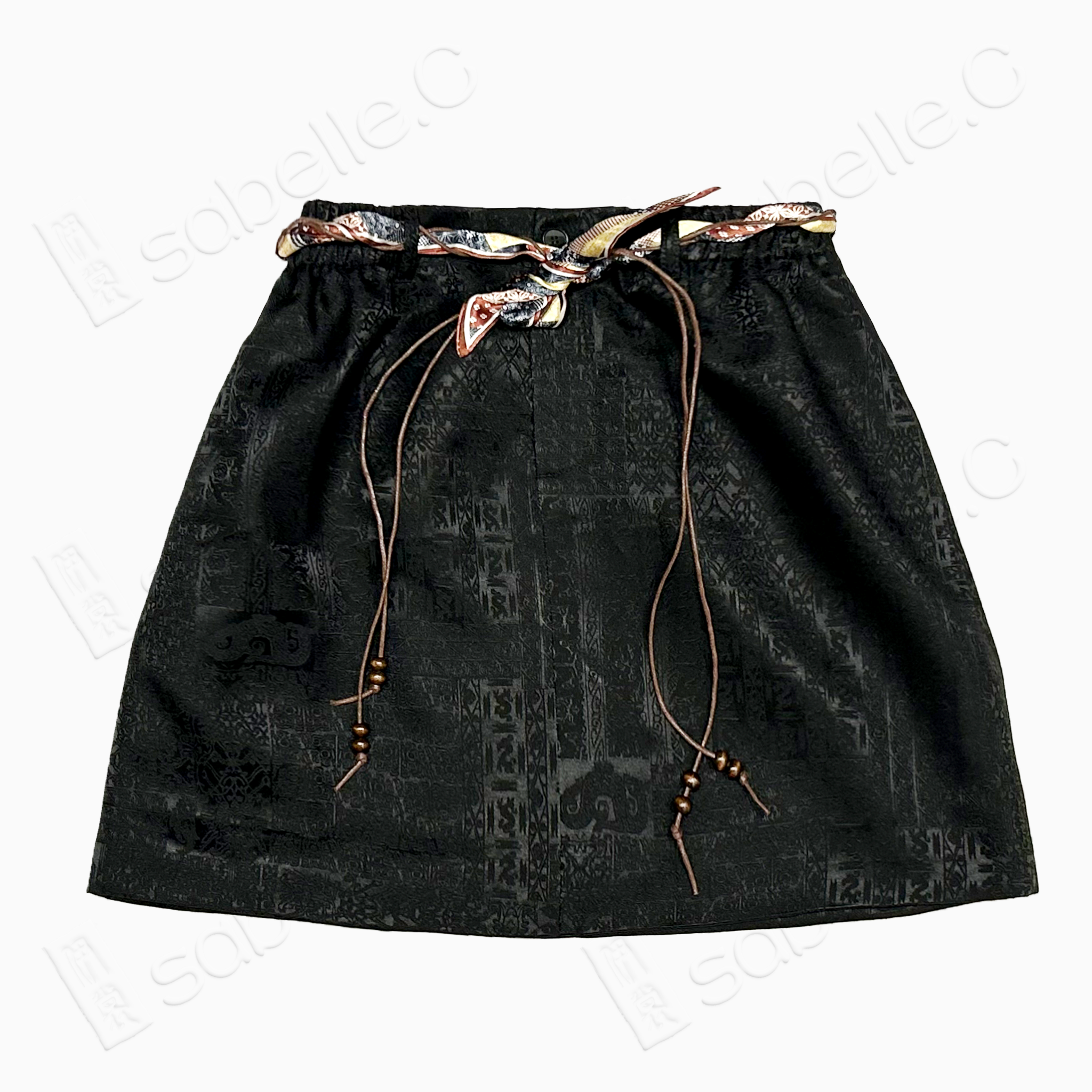 Gambiered Canton Silk Mini Skirt