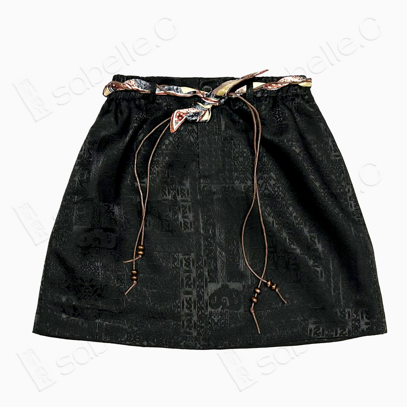 Gambiered Canton Silk Mini Skirt