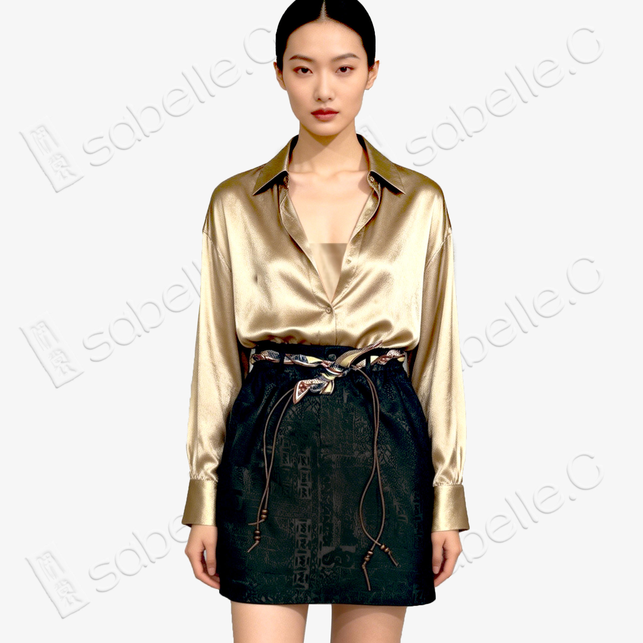 Gambiered Canton Silk Mini Skirt