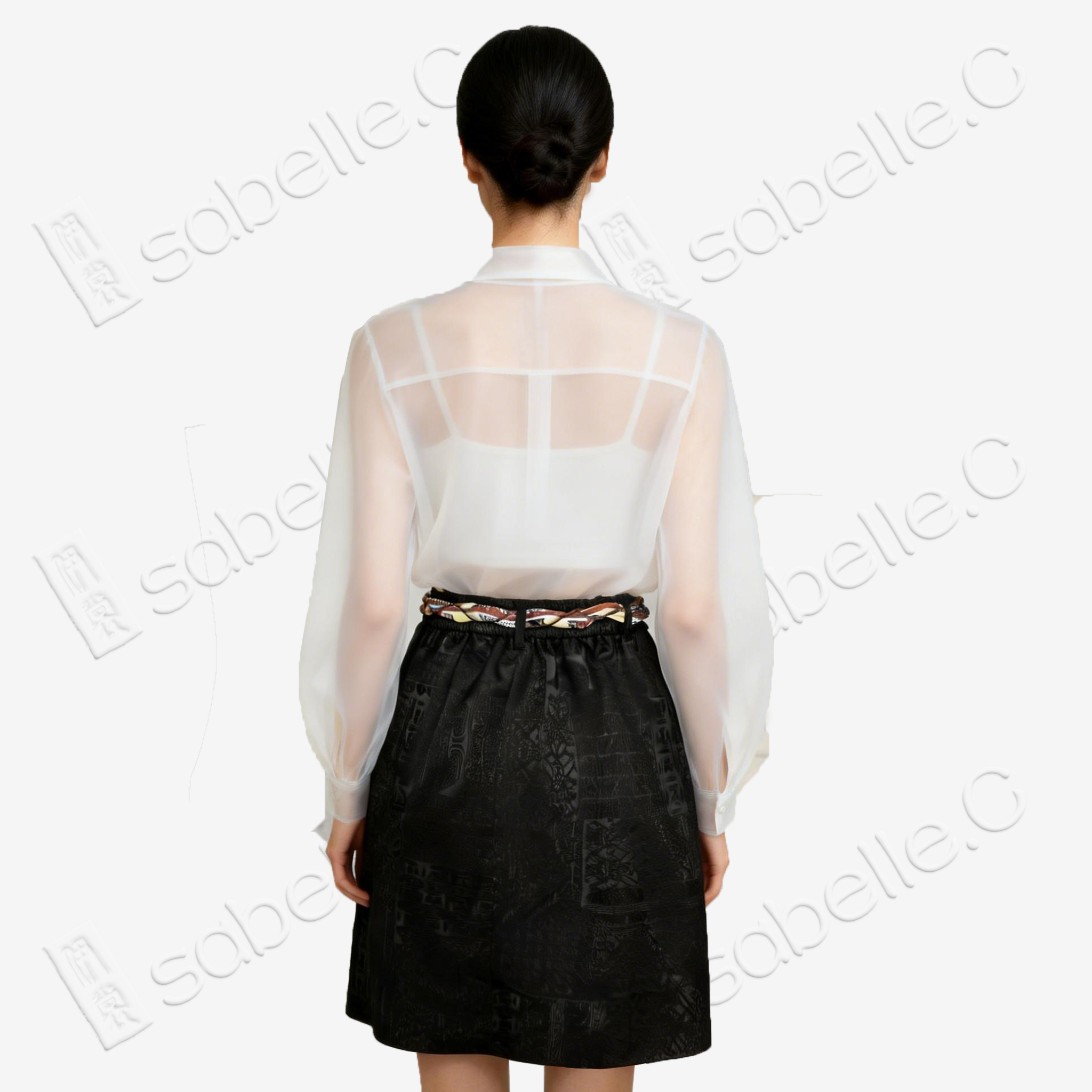 Gambiered Canton Silk Mini Skirt