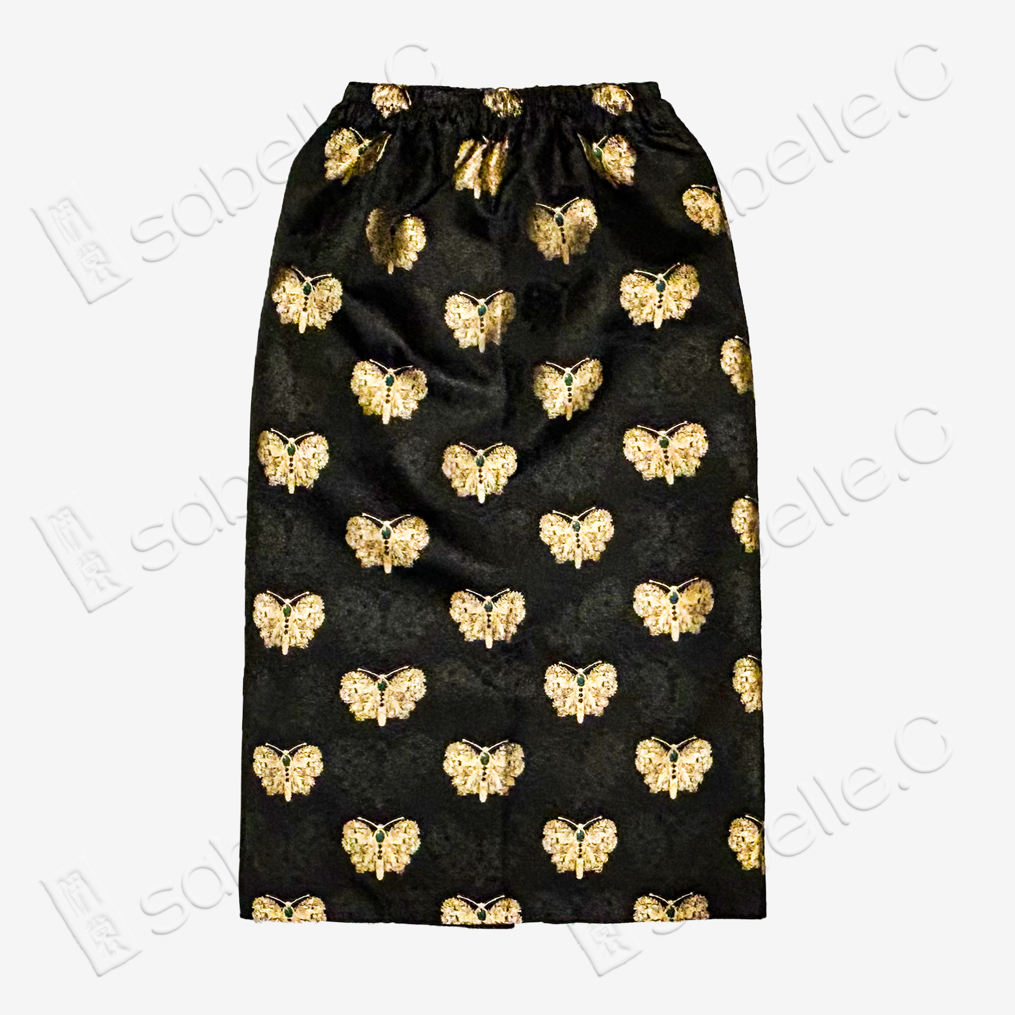 Song Brocade Back-Slit Midi Skirt