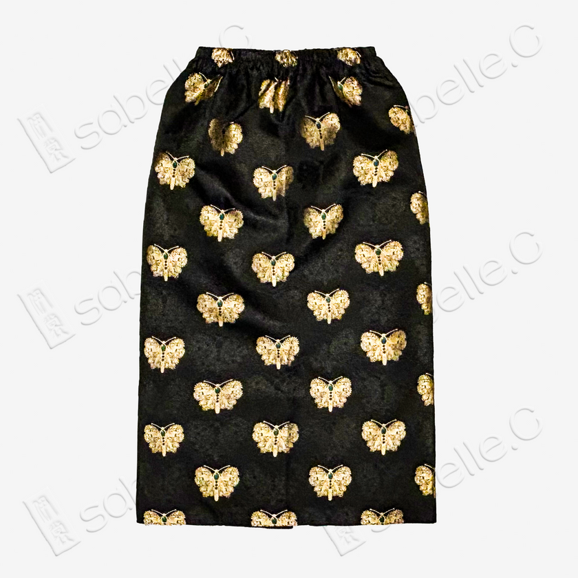 Song Brocade Back-Slit Midi Skirt