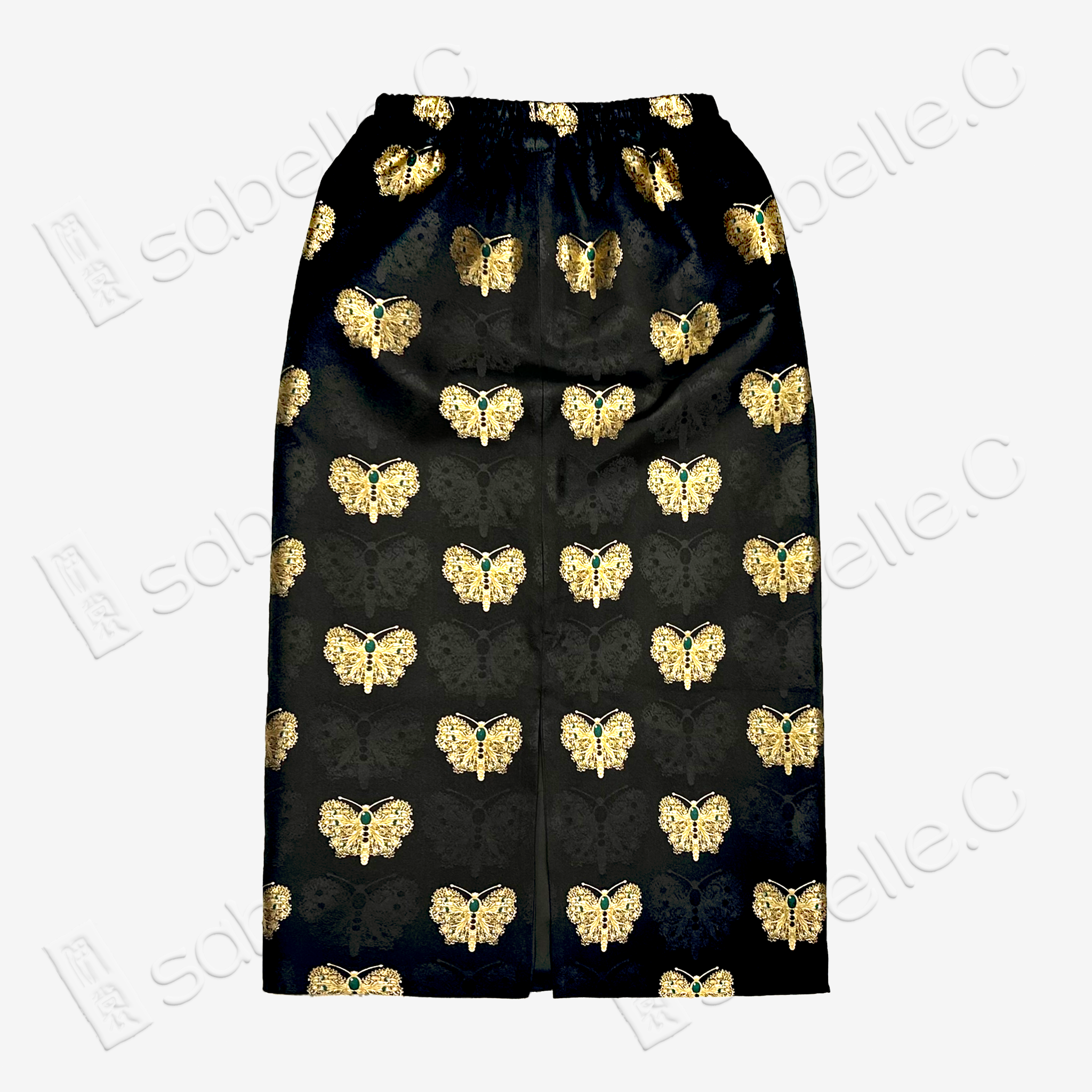 Song Brocade Back-Slit Midi Skirt