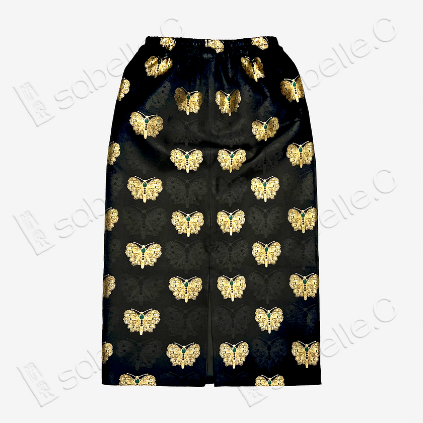 Song Brocade Back-Slit Midi Skirt