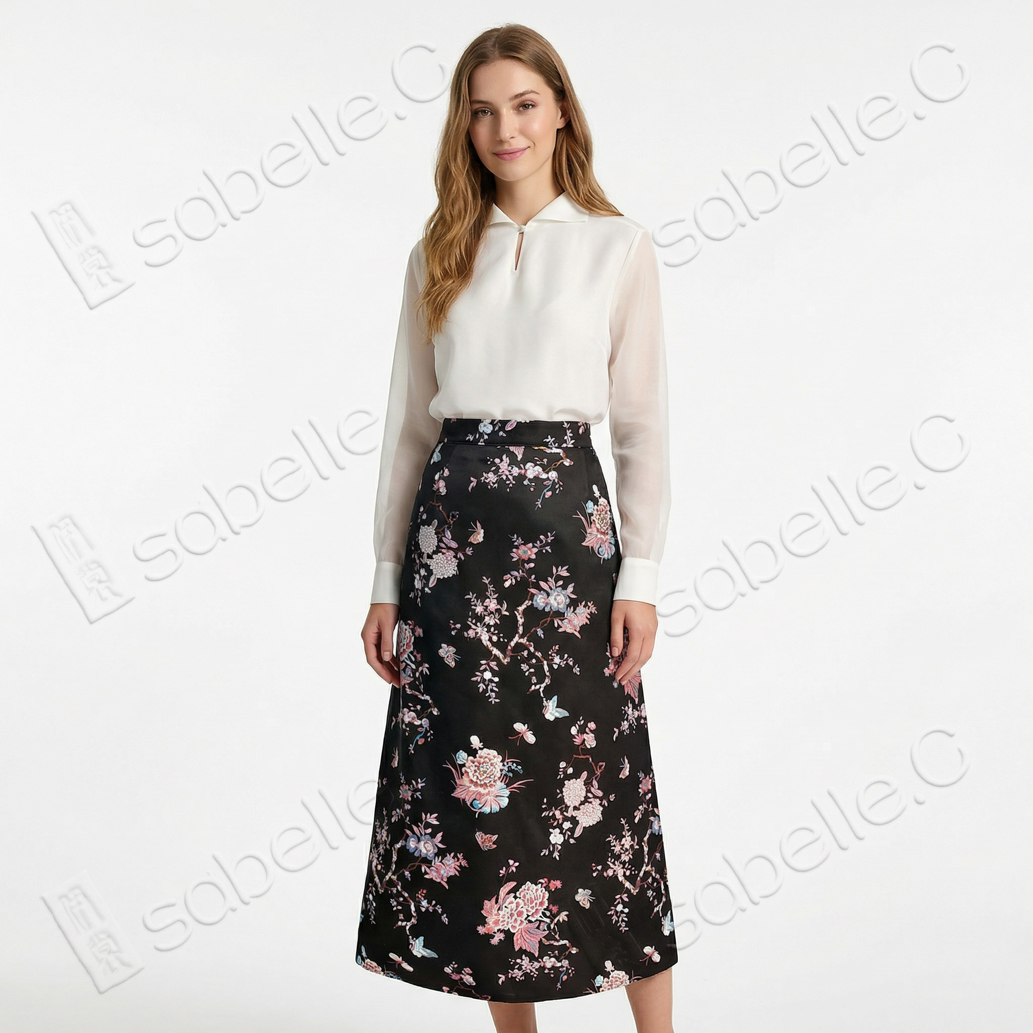 Song Brocade High-Waist Skirt (Elastic Waist)