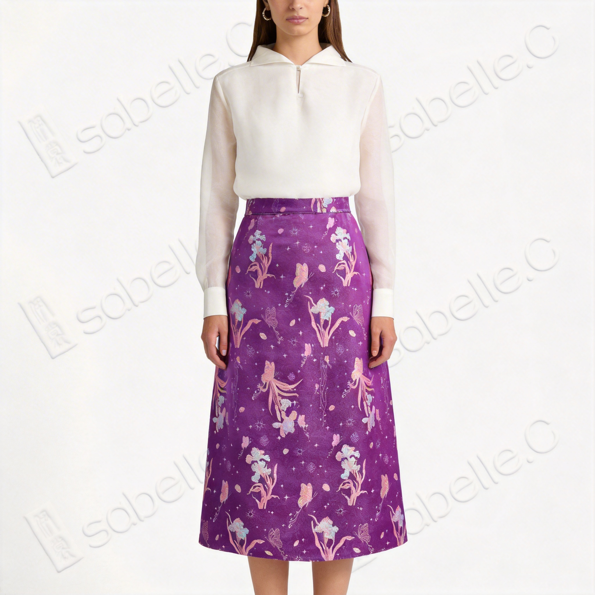Song Brocade High-Waist Skirt (Elastic Waist)