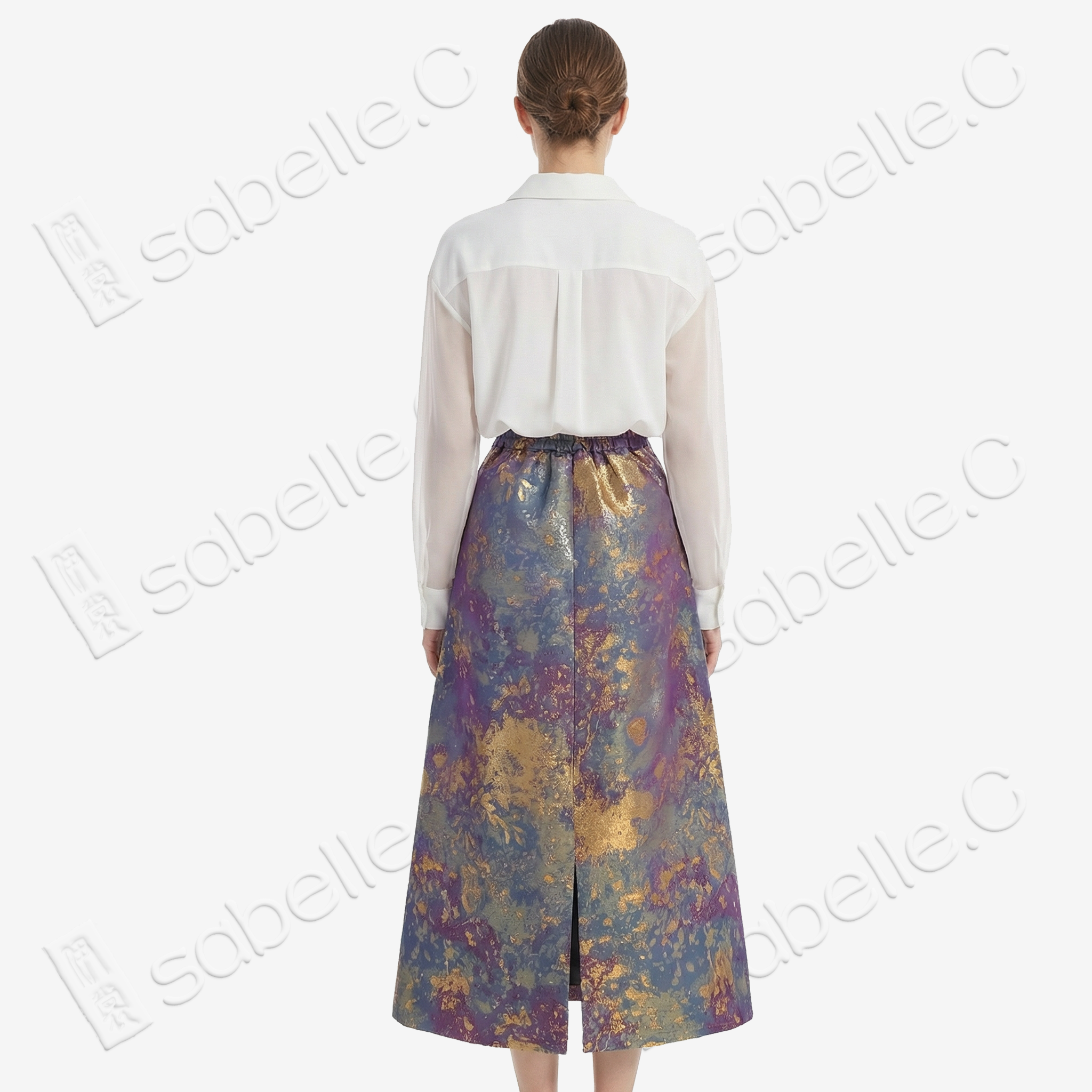 Song Brocade High-Waist Skirt (Elastic Waist)