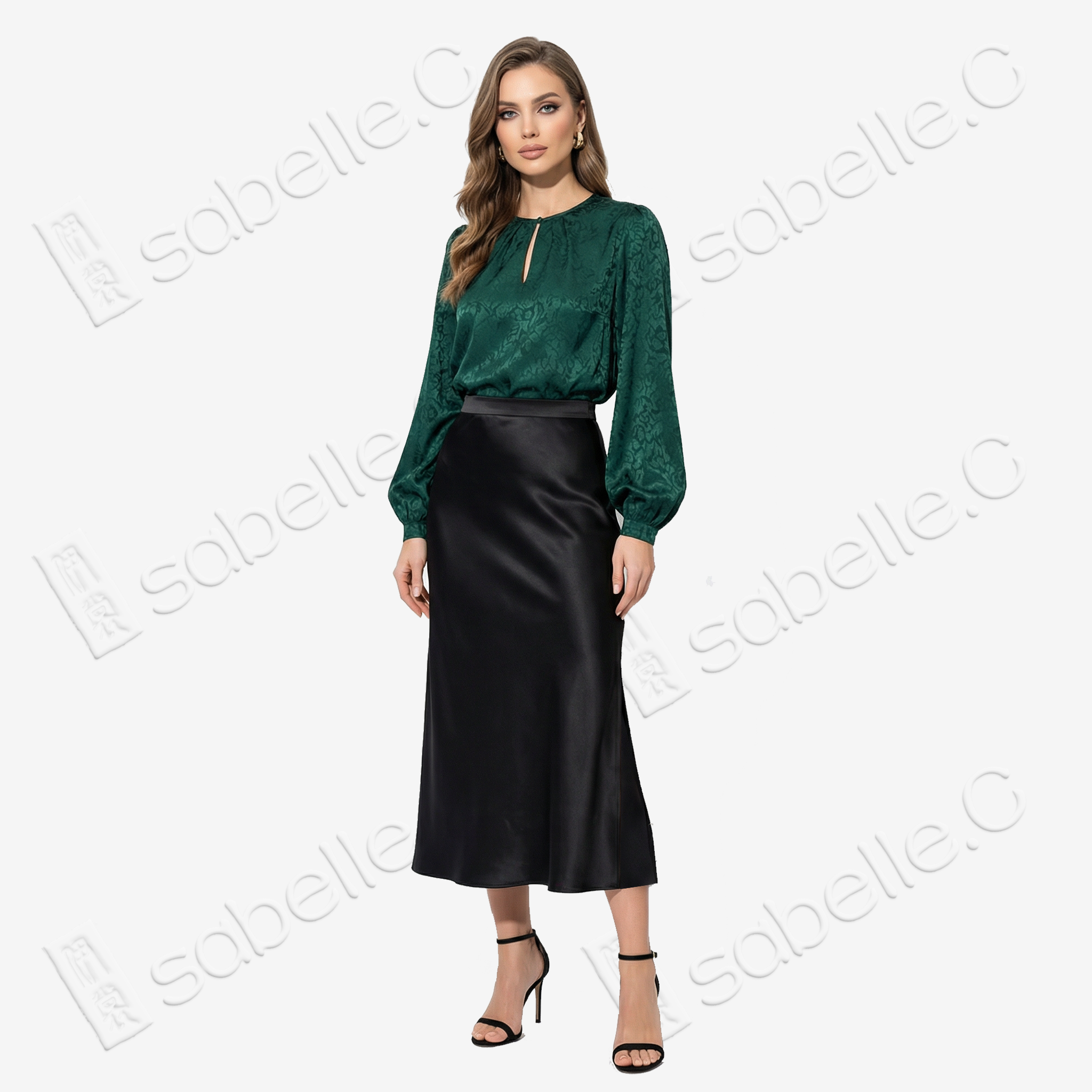 Genuine Leather Gambiered Canton Silk Skirt