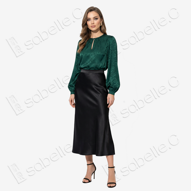 Silk Satin High-Waist Skirt (Elastic Waist)